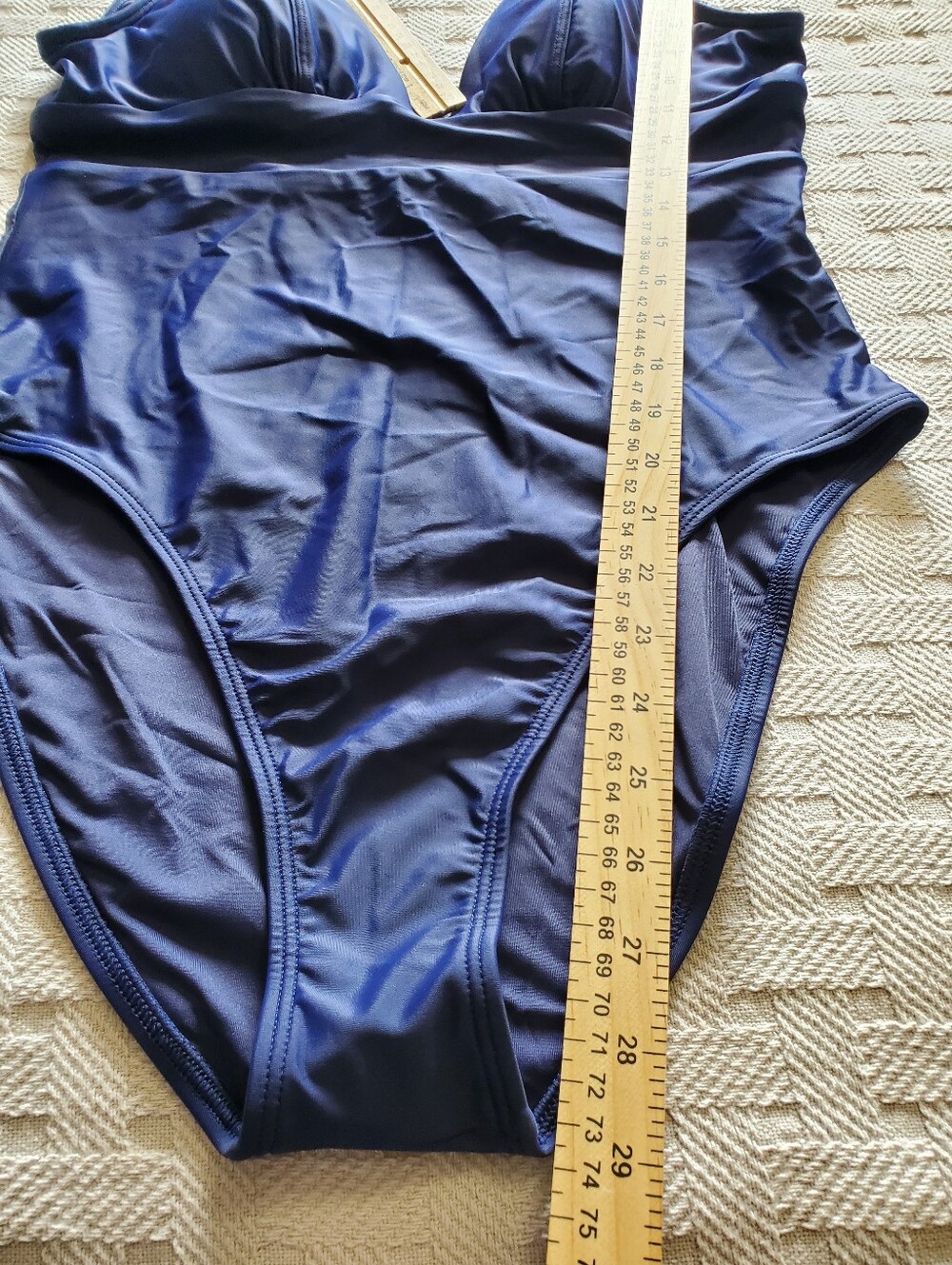 NWT Quince Italian Plunge One Piece Swimsuit Navy Blue - Picture 5 of 11